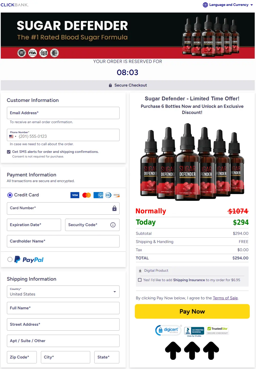 Sugar Defender checkout